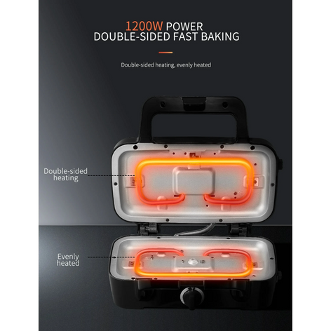 3 in 1 Sandwich Maker, 1200W Waffle Maker, Panini Press Grill, With 5-gear Temperature Control and Removable Plates ,Nonstick Surface, Black