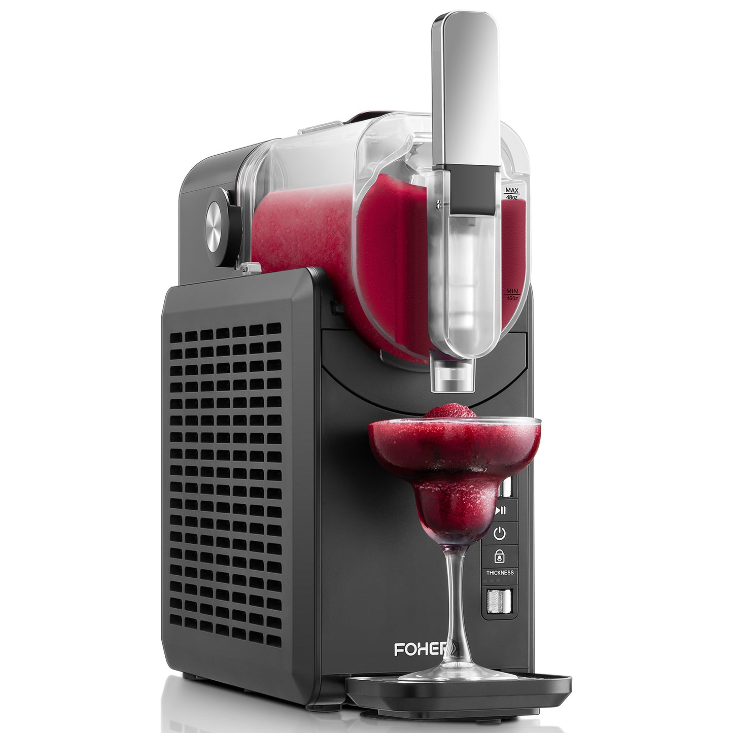 Professioneller Frozen Drink Maker mit Quickfreeze-Technologie, Frozen Drink & Slushie Maschine, 5 voreingestellte Programme, Frozen Margaritas, Frappés und mehr, Schwarz, FOHERE