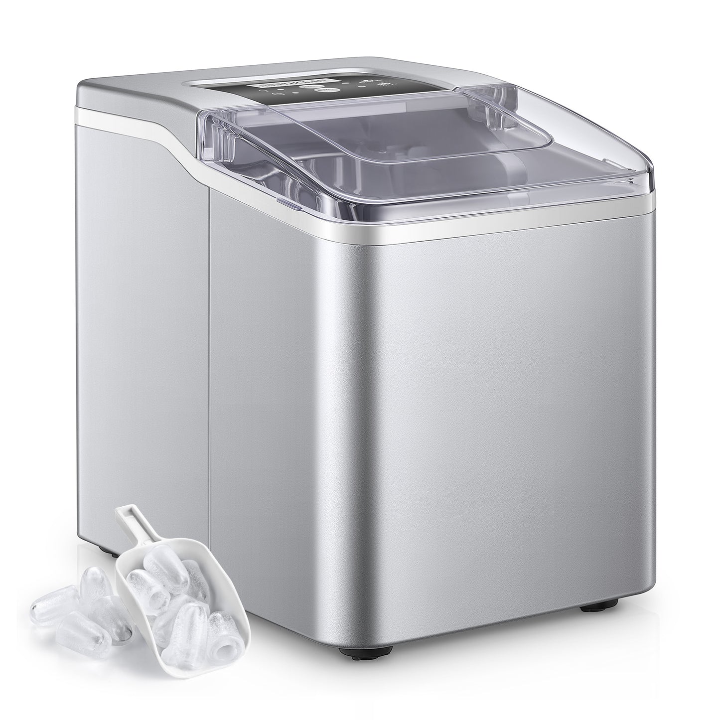 Ice Makers Machine Countertop, 9 Cubes Ready in 6 Mins, 28lbs in 24Hrs, LED Display with Ice Scoop and Basket, Portable Ice Cube Maker for Party, Office, Bar, RV, FOHERE (11.41 X 8.66X 11.81,)