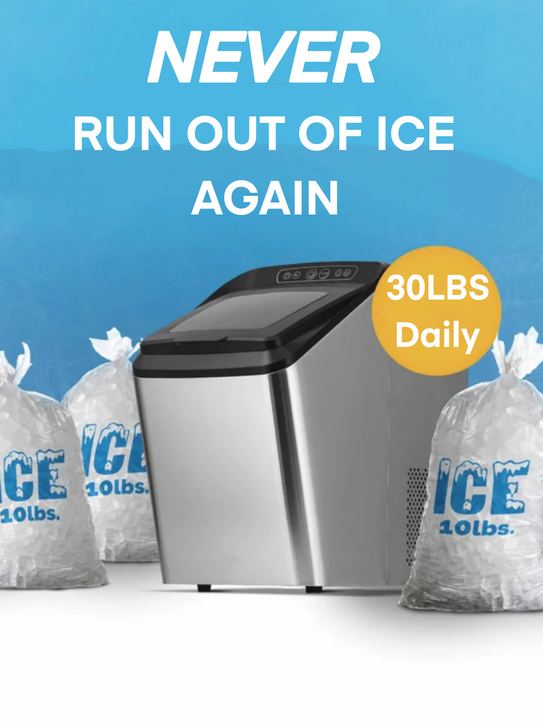 Nugget Ice Maker Countertop, 30Lbs Pebble Ice per Day, Self-Cleaning Pellet Ice Maker with Ice Scoop and Basket for Home/Kitchen/Camping/RV (Stainless Steel)