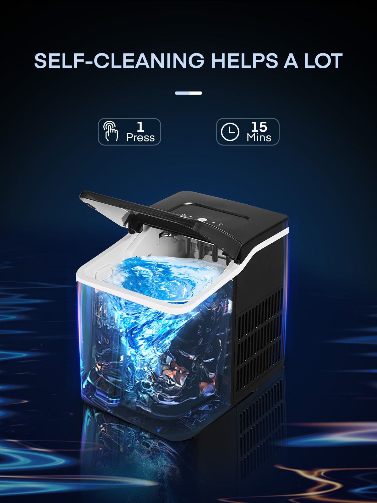 Ice Makers Machine Countertop, 9 Cubes Ready in 6 Mins, 28lbs in 24Hrs, LED Display with Ice Scoop and Basket, Portable Ice Cube Maker for Party, Office, Bar, RV, FOHERE (11.41 X 8.66X 11.81,)
