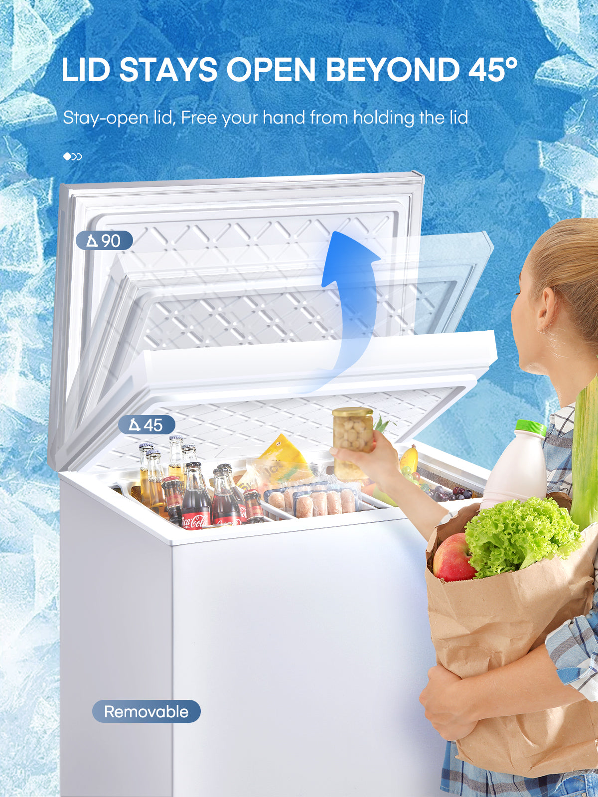 Deep Freezer 7 Cubic Feet, Chest Deep Freezer with 3 Removable Storage Baskets, Compact Small Freezers