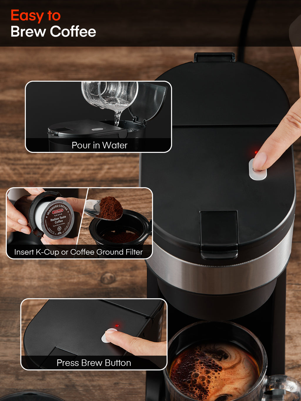 FOHERE Coffee Maker, Single Serve Iced and Hot Coffee Brewer for K Pod –  Fohere