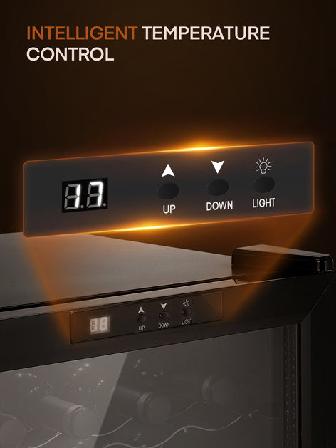 8 Bottles Wine Cooler Refrigerator, Freestanding Wine Cellar with LED Light, Digital Temper Control, Black