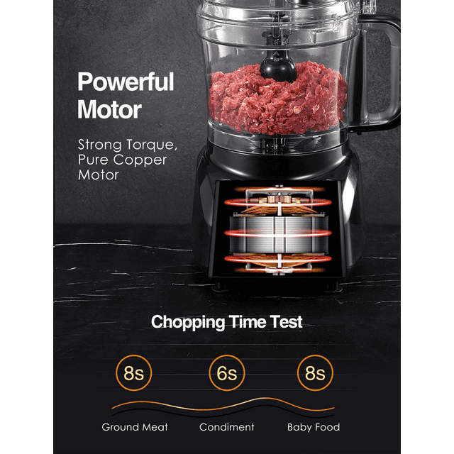 Food Processor 12 Cup, with Chopping, Slicing and Dough Attachments, Black 500W