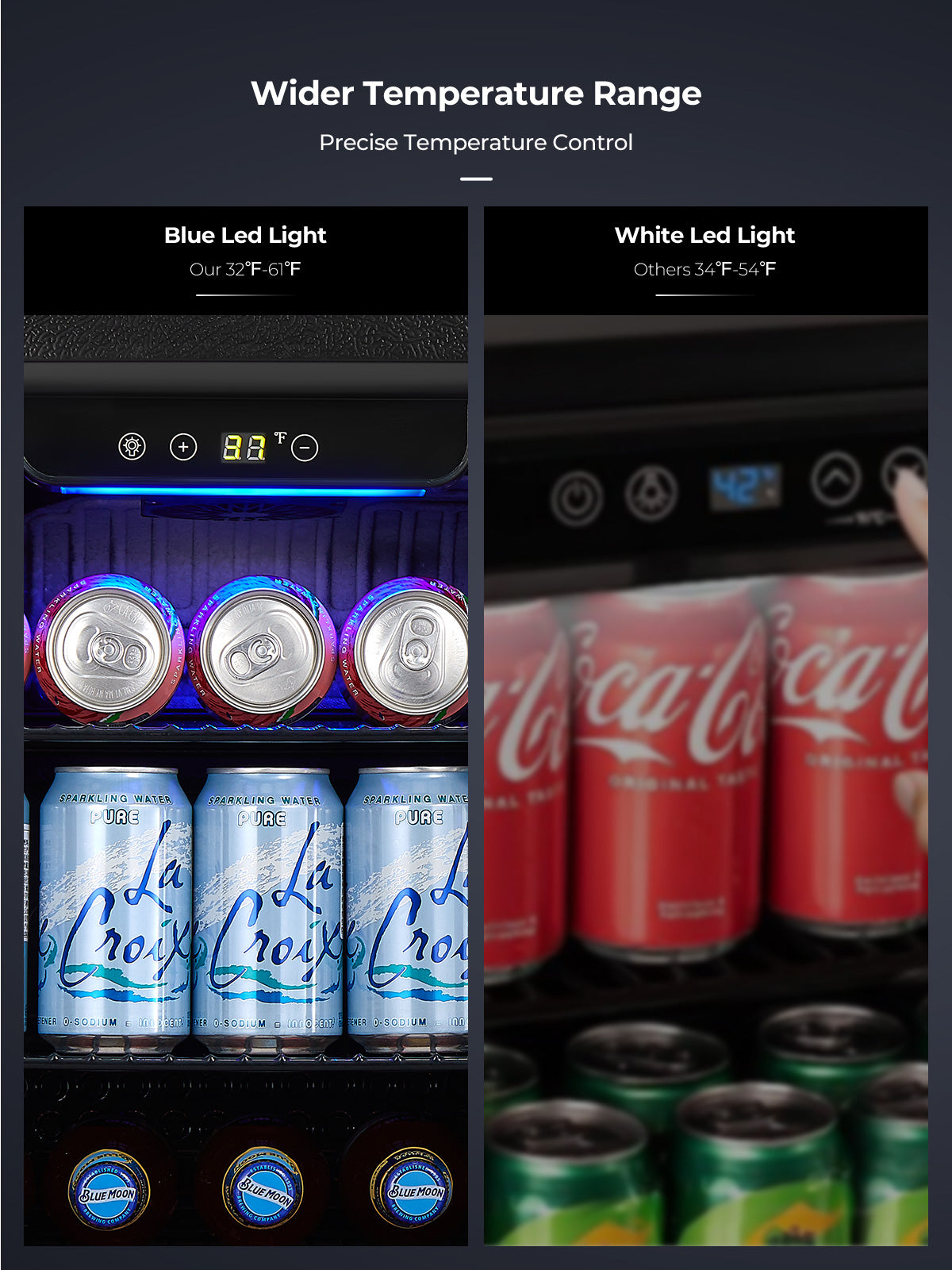 FOHERE Beverage Refrigerator Cooler, 120 Cans Mini Fridge with Glass Door for Soda Beer or Wine, Drink Dispenser with Adjustable Removable Shelving, Freestanding Beverage Fridge for Office, Bar, Home
