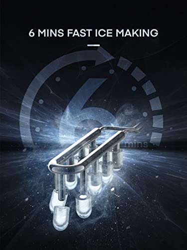 Ice Makers Countertop Stainless Steel, 28lbs in 24Hrs, 9 Cubes Ready in 6 Mins, Self-Clean Portable Ice Maker Machine, 2 Sizes of Bullet Ice for Home Office Bar Party, LED Display, FOHERE