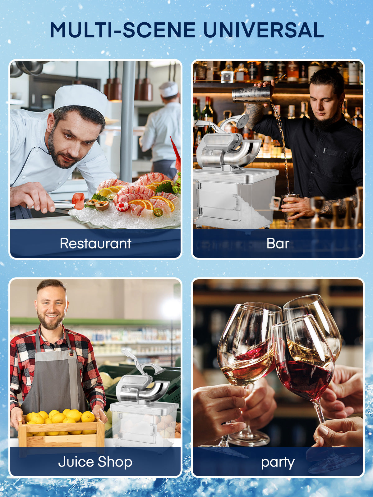 Eiscrusher 660LBS/H mit zwei Klingen, ETL-zertifizierte 300W elektrische Schneemaschine mit Sicherheits-Ein/Aus-Schalter