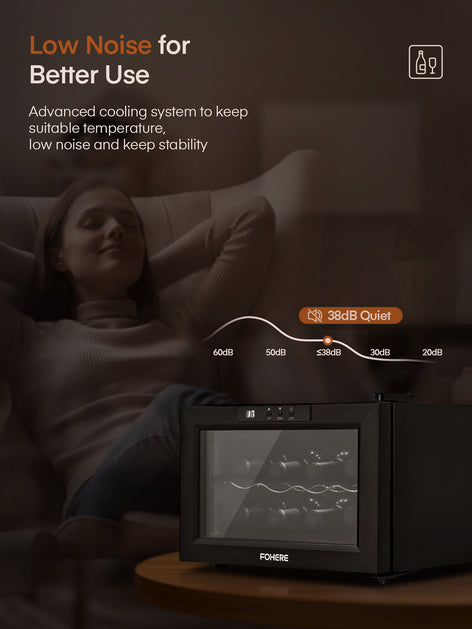 8 Bottles Wine Cooler Refrigerator, Freestanding Wine Cellar with LED Light, Digital Temper Control, Black