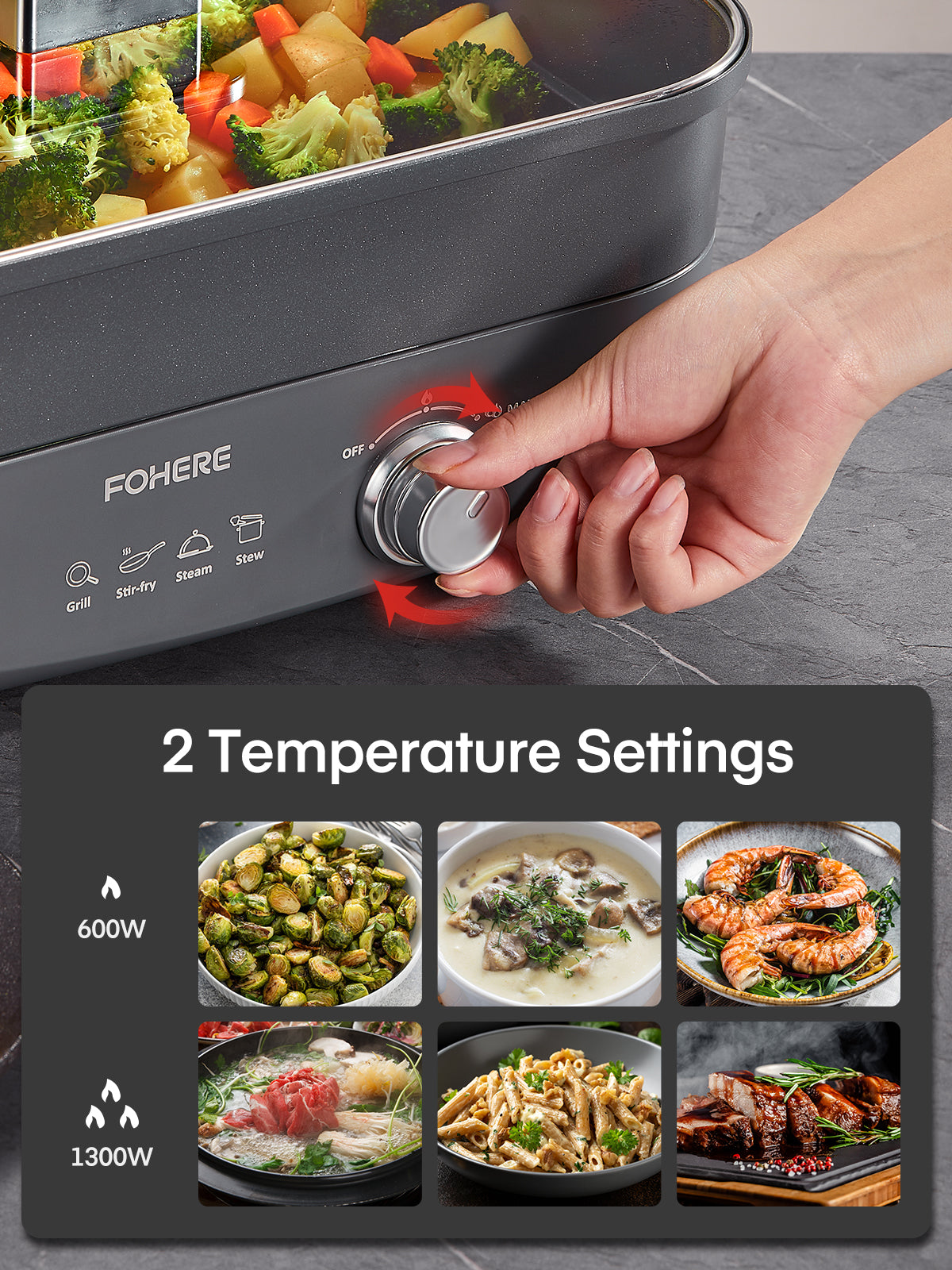 Hot Pot Electric, 4.5L 1300w, 2 Speeds Control