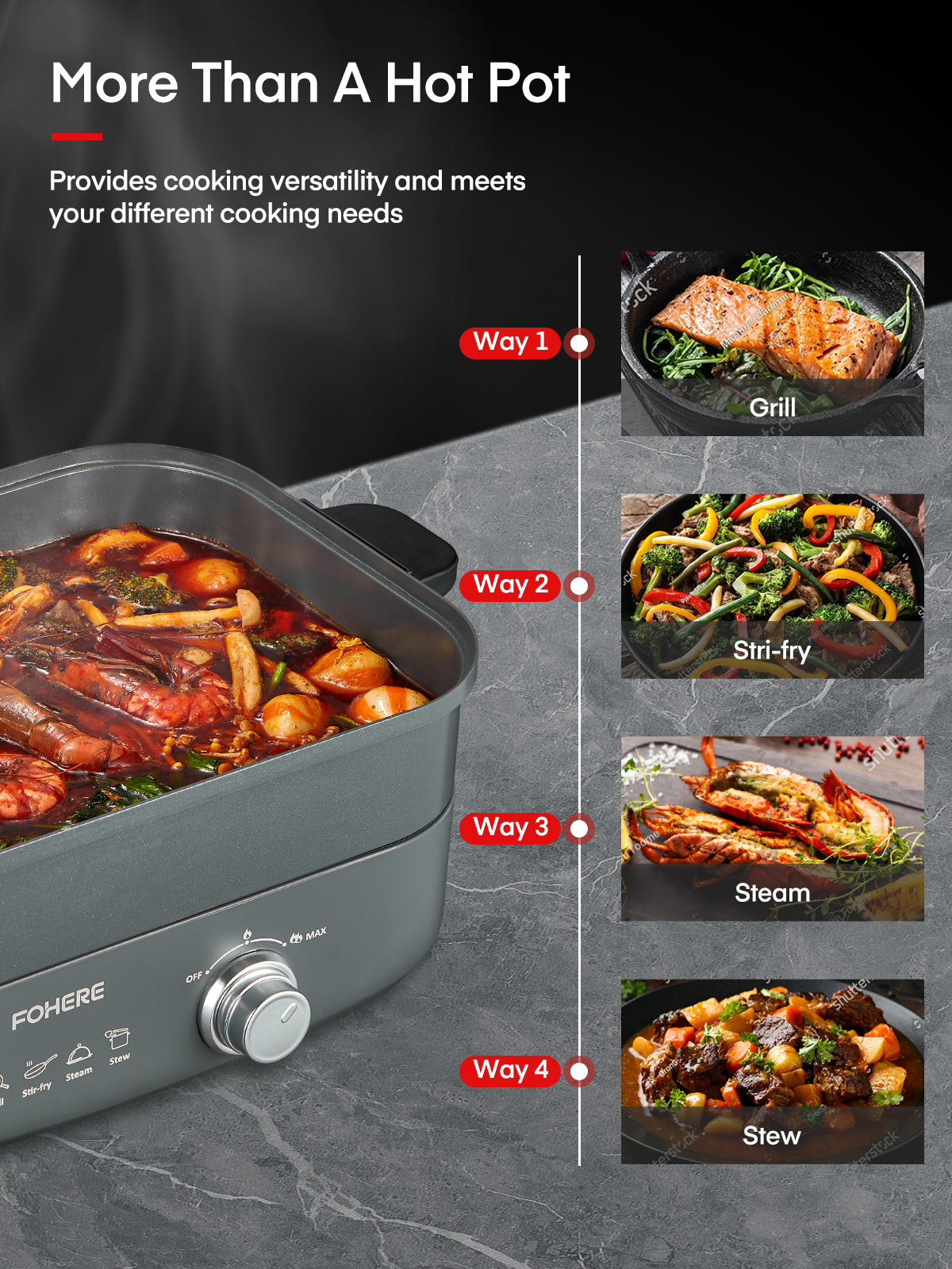 Hot Pot Electric, 4.5L 1300w, 2 Speeds Control