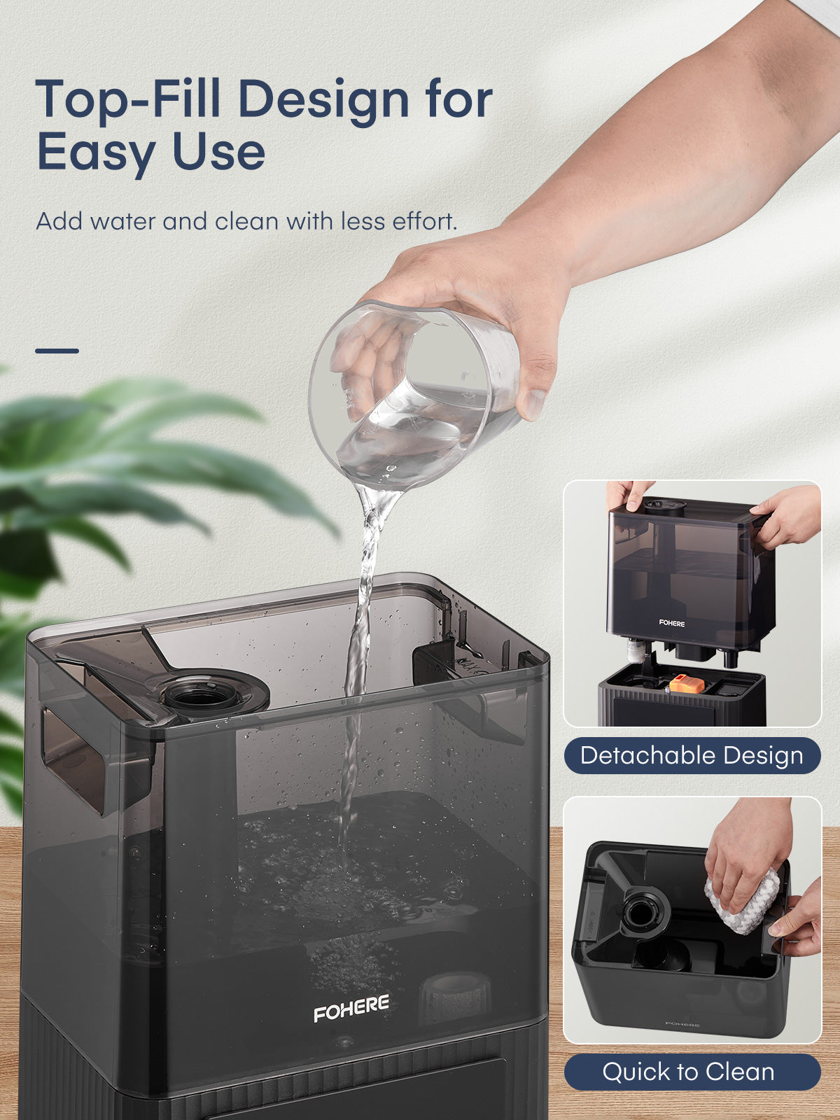 FOHERE 6L Luftbefeuchter für Zuhause mit warmem und kühlem Nebel, Ultraschall-Luftbefeuchter mit Top-Befüllung für Pflanzen, Babys, Kinder, Öl-Diffusor, Schlafmodus, 12H-Timer, Nachtlicht, intelligente Feuchtigkeitsregulierung, leise, Schwarz