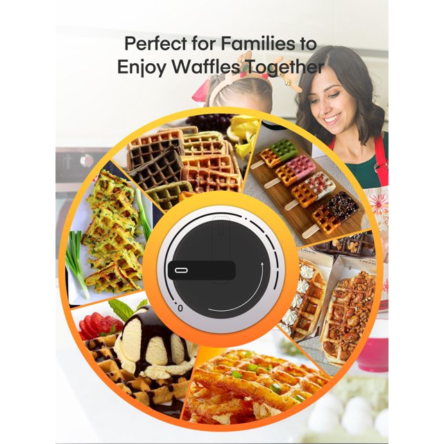 1200W Waffeleisen, 4-Scheiben-Waffeleisen, antihaftbeschichtet, Bräunungsgradregelung, Weiß
