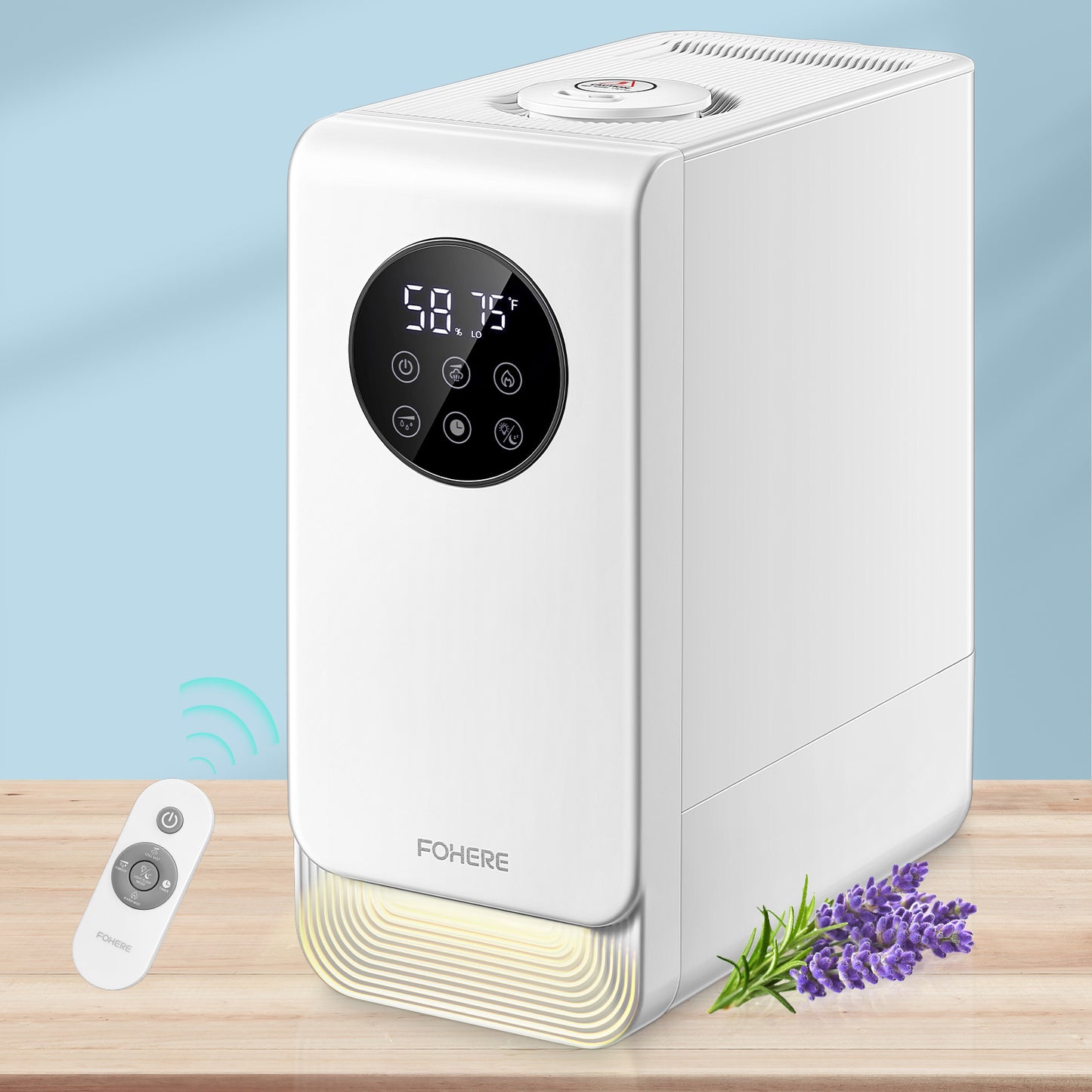 FOHERE Humidifiers for Bedroom, 3.2L Top Fill Cool Mist Ultrasonic Humidifier for Baby Rooms and Plants, 2-IN-1 Essential Oil Diffuser with 7-color Light and Auto Shut-off, BPA-Free, Quiet, White