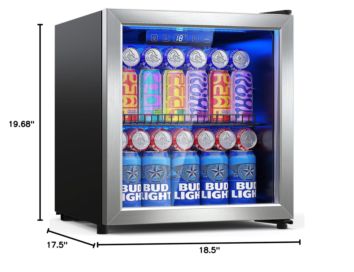 FOHERE 48 Getränkekühlschrank, 1,3 Cu.ft Minikühlschrank, Weinkühler für Bar/Büro/Zuhause, Neu, Umkehrbare Tür, 18,30x16,90x16,30 Zoll