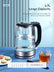 FOHERE Water Electric Kettle, 1.7L 1200W, Coffee & Tea Kettle Borosilicate Glass, Wide Opening, Auto Shut-Off, Cool Touch Handle, Base Detachable, LED Light. 360° Rotation, Boil Dry Protection