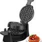 Waffle Maker, Belgian Waffle Maker Iron 180° Flip Double Waffle, 8 Slices, Rotating & Nonstick Plates, Removable Drip Tray, Cool Touch Handle, Black, 1400W
