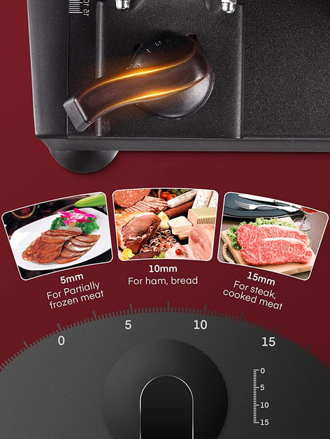 very sharp blade, Meat Slicer 200 Watt for Home Use, Electric Food Slicer with “Two” Upgrade 7.5" Sharp Stainless Steel Blade(Serrated + Smooth) & 0-15mm Precise Thickness Cut Deli Food, Meat, Bread, Fruit, Vegetable