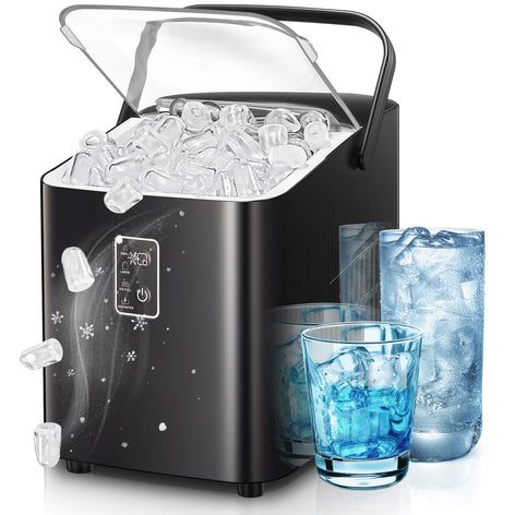 Ice Maker Machine Countertop 30lbs in 24H, 2 Sizes, Comfort Handle, Seflclean, Bullet Shaped Ice for Home Kitchen Office Bar, FOHERE