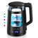 Wasserkocher, 1,7 L Teekessel, FOHERE Glaskessel mit weiter Öffnung, 1500 W schnelles Aufkochen, 5 Temperatureinstellungen, automatische Abschaltung und Trockengehschutz, mit 5 farbigen Lichtern, BPA-frei, leicht zu reinigen, Schwarz