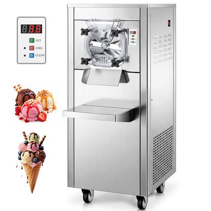 Commercial Ice Cream Machine 2000W, 20-28 L/H Yield Gelato Hard Serve Ice Cream Maker with 7L Stainless Steel Cylinder,LED Panel, Timer, Auto Clean for Restaurants Snack cafes