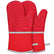 Oven Mitts, Heat Resistant Kitchen Oven Gloves 572°F, Non-Slip Silicone Surface, Extra Long Flexible Thick Mitts for Kitchen , Cooking , Baking , BBQ , Red