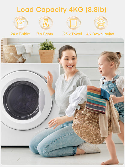 Wäschetrockner, 2,9 cu.ft FOHERE 1400W Abluft-Kondenstrockner, 5 Auto-Trockenprogramme, Weiß