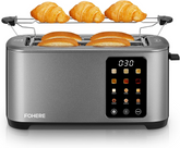 4 Slice Smart Toaster, LCD and Touchscreen, 6 Bread Types & Shade Settings, Retractable Warming Rack, Cancel/Defrost/Reheat Functions, 1400W