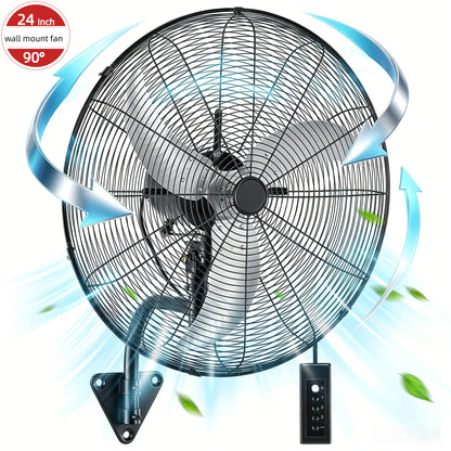 24 Inch Wall Mount Fan with Oscillation, 3-speed, IPX4 Waterproof, High-speed Industrial Wall Fan, Suitable for Garages, Homes, Warehouses Use. FOHERE