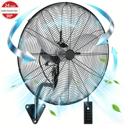 24 Inch Wall Mount Fan with Oscillation, 3-speed, IPX4 Waterproof, High-speed Industrial Wall Fan, Suitable for Garages, Homes, Warehouses Use. FOHERE