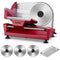FOHERE Meat Slicer, 250W Deli & Food Slicer with Three 7. 5inch Stainless Steel Blades and Food Tray, Red