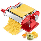 FOHERE Pasta Maker with 7 Adjustable Thickness Settings - 3 in 1 Noodle Maker with Rollers & 2 Width Cutters for Fresh Spaghetti, Fettuccini, Lasagna, Dumplings & More