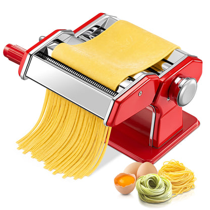 FOHERE Pasta Maker with 7 Adjustable Thickness Settings - 3 in 1 Noodle Maker with Rollers & 2 Width Cutters for Fresh Spaghetti, Fettuccini, Lasagna, Dumplings & More