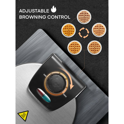 180° Flip Belgian Waffeleisen, 1100W, Schwarz/Silber