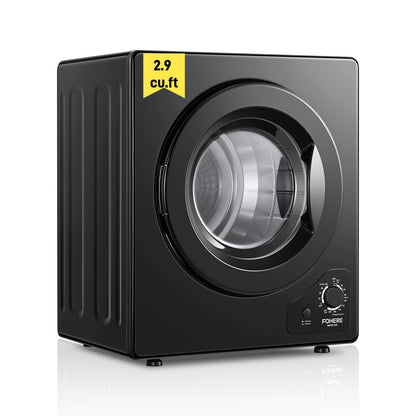 Wäschetrockner, 2.9 cu.ft FOHERE Tragbarer Kompakter Trockner, 1400W Ablufttrockner mit Sensor, 5 Auto-Trockenmodi, mit Abluftschlauch & Edelstahl Trommel, für Wohnung, Haus, Wohnheim-110V, Schwarz