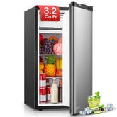 Mini-Kühlschrank mit Gefrierfach für Schlafzimmer, 3,2 Cu. ft kleiner Kühlschrank für Büro, Edelstahl