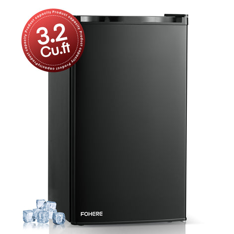 Mini Fridge with Freezer for Bedroom, 3.2 Cu. Ft Refrigerator for Home, 31"D x 18"W x 19"H, Black