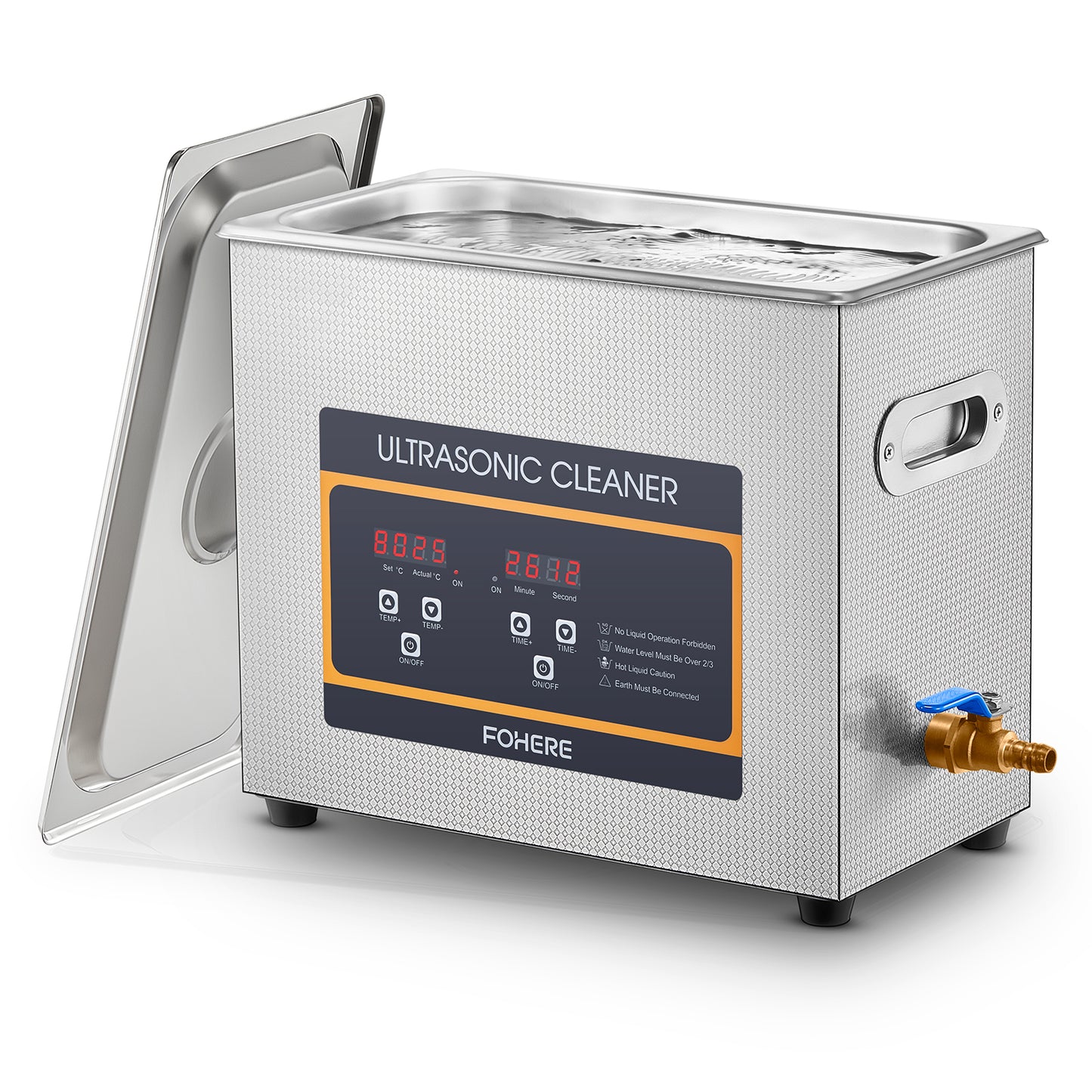 FOHERE Ultraschallreinigungsgerät 6,5L mit Heizung und Timer, 180W Edelstahl Ultraschallreiniger für Teile, Brillen, Uhren, Zahnspangen