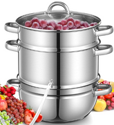8,5-Liter-Dampfentsafter zur Konservierung mit Glasdeckel, Schlauch, Klemme für Saft, Marmeladen, Silber