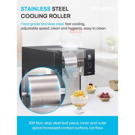 Commercial Snowflake Ice Machine, 176LBS/24H 360W Shaved Ice Machine for Homemade Flakes, Ice Cream, Food Grade Stainless Steel, Suitable for Bakery, Cafe, Restaurant Snack Bar