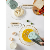 FOHERE 6 Speed Hand Mixer with Turbo Boost, Kitchen Hand Held Mixer Immersion Blender for Food Whipping, Includes 3 Attachments, Green