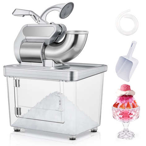 Ice Crusher 660LBS/H, 300W Electric Snow Cone Machine with Dual Blades, Stainless Steel Shaved Ice Machine