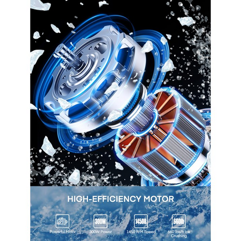 Ice Crusher 660LBS/H, 300W Electric Snow Cone Machine with Dual Blades, Stainless Steel Shaved Ice Machine