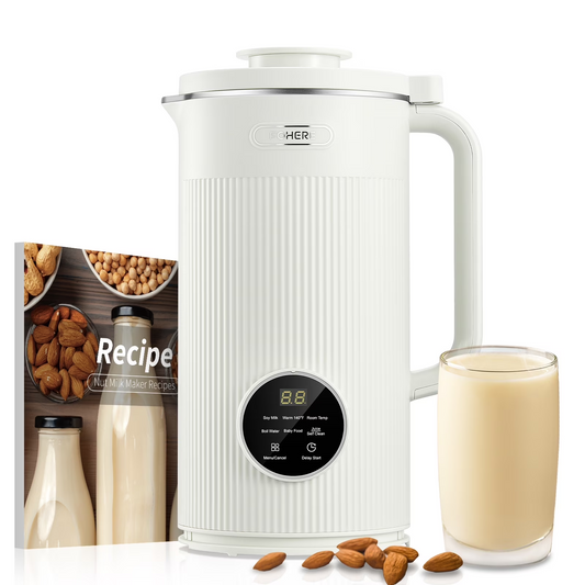 FOHERE Nussmilchbereiter 1L, 800W Milchaufschäumer & Steamer Weiß
