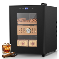 Electric Cigar Humidor for 140 Cigars, 17L Cigar Cabinet with Temperature Control, Spanish Cedar Wood Shelves, Digital Hygrometer, Gift for Men