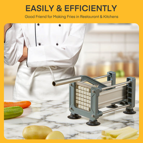 FOHERE French Fry Cutter for Potatoes, Stainless Steel Potato Cutter with 1/2 Inch, 3/8 Inch and 1/4 Inch Blades, Perfect for Sweet Potato, Carrot, Yam, Cucumbers
