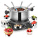FOHERE Electric Fondue Set with 1500W Power Temperature Control for Cheese,Chocolate,Oil and Broth, 2L Non-Stick Electric Fondue Pot with 8 pcs Forks,6 pcs Cups, Silver