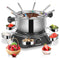 FOHERE Electric Fondue Set with 1500W Power Temperature Control for Cheese,Chocolate,Oil and Broth, 2L Non-Stick Electric Fondue Pot with 8 pcs Forks,6 pcs Cups, Silver