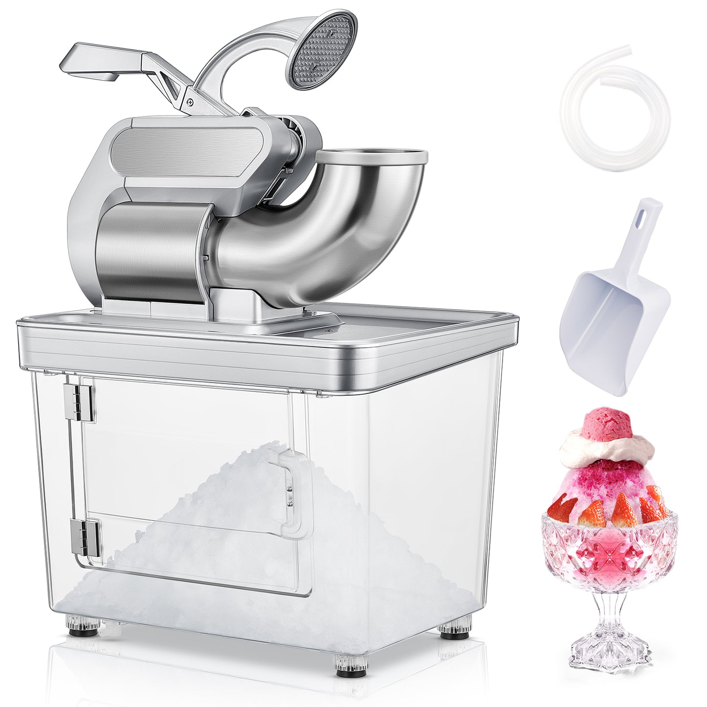 FOHERE 34L Snow Cone Machine, 665LBS/H Commercial Ice Crusher Shaved Ice Machine, 300W Electric Ice Shaver Suitable for Party Activities, Family Gatherings, Events