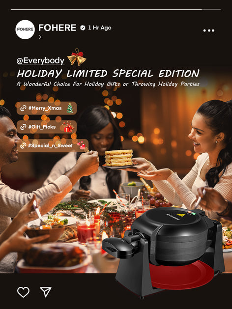 Waffle Maker, Belgian Waffle Maker Iron 180° Flip Double Waffle, 8 Slices, Rotating & Nonstick Plates, Removable Drip Tray, Cool Touch Handle, Red, 1400W